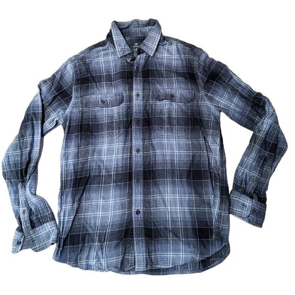 George Shirt Mens M 38-40 Blue Plaid Flannel Long Sleeve Button Down Western - Picture 1 of 6